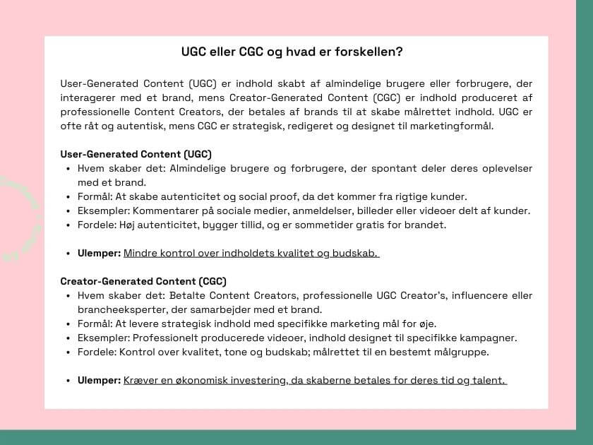 forskellen mellem UGC og CGC: UGC kan skabes af både amatører og professionelle, men forskellen ligger i erfaring og kvalitet, ikke i titlen.